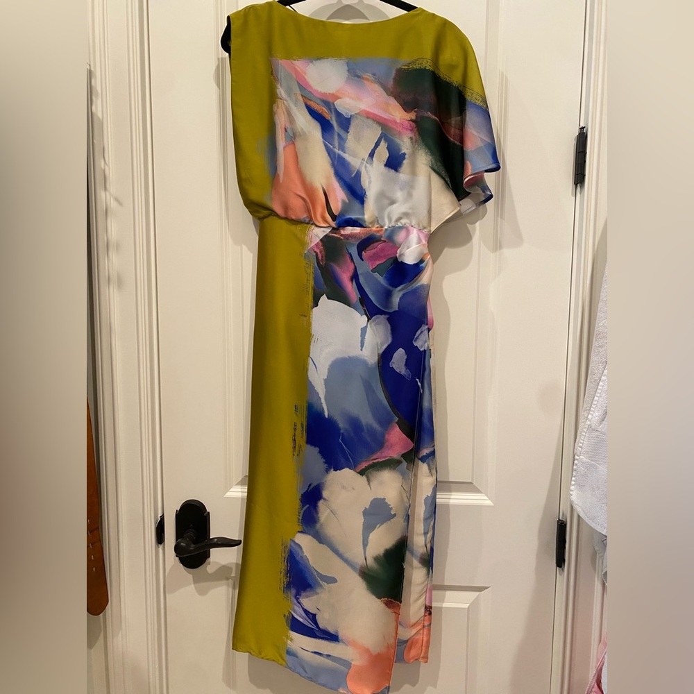 Zara Green and Blue One Shoulder Sheath Dress